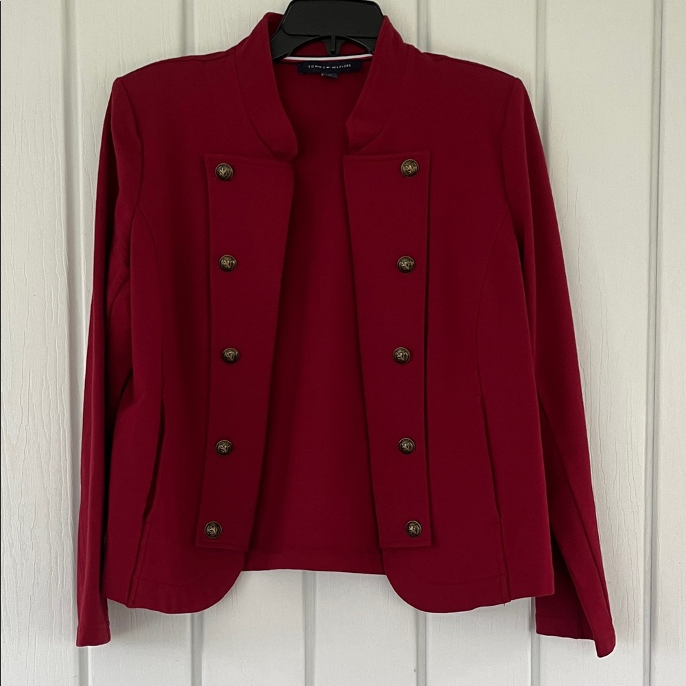 Tommy Hilfiger Maroon Double-Breasted Blazer
